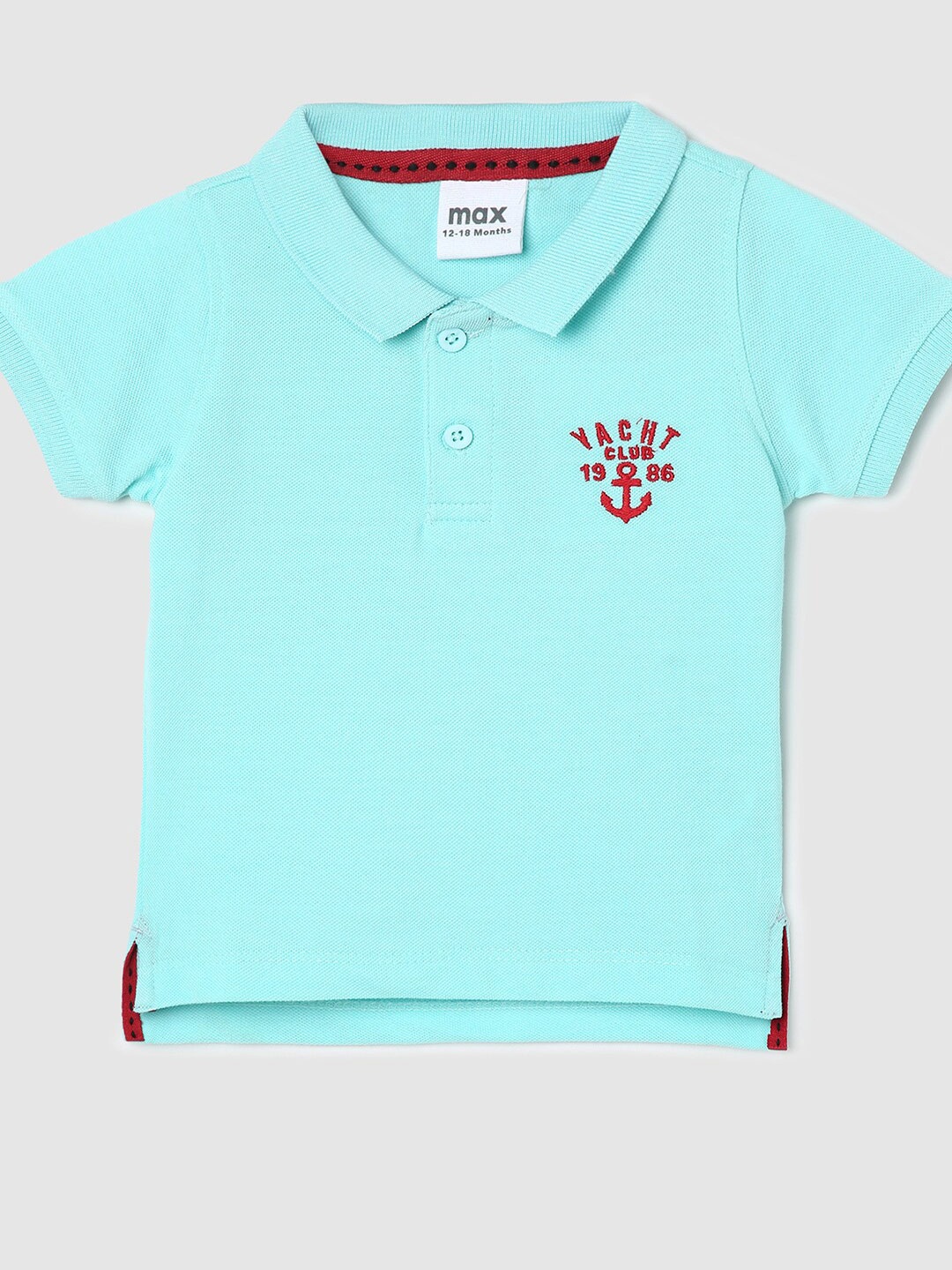 

max Infant Boys Polo Collar Cotton T-shirt, Blue