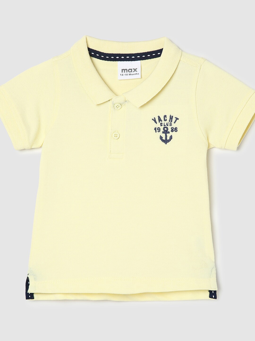 

max Infants Boys Polo Collar Cotton T-shirt, Yellow