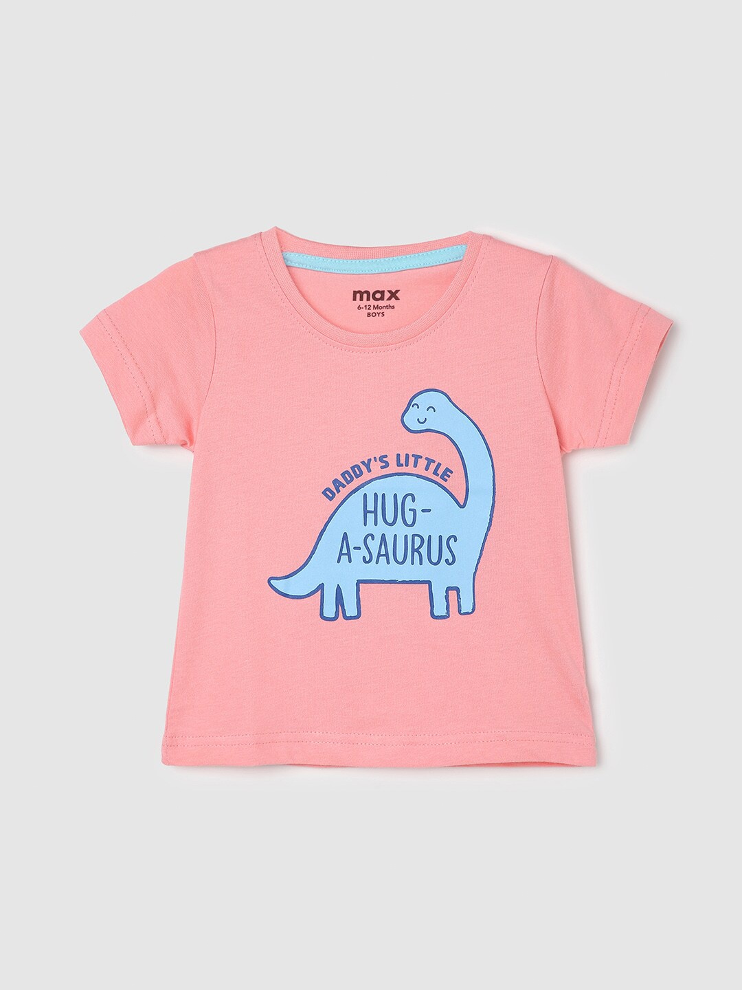 

max Boys Typography Printed Pure Cotton T-shirt, Rust