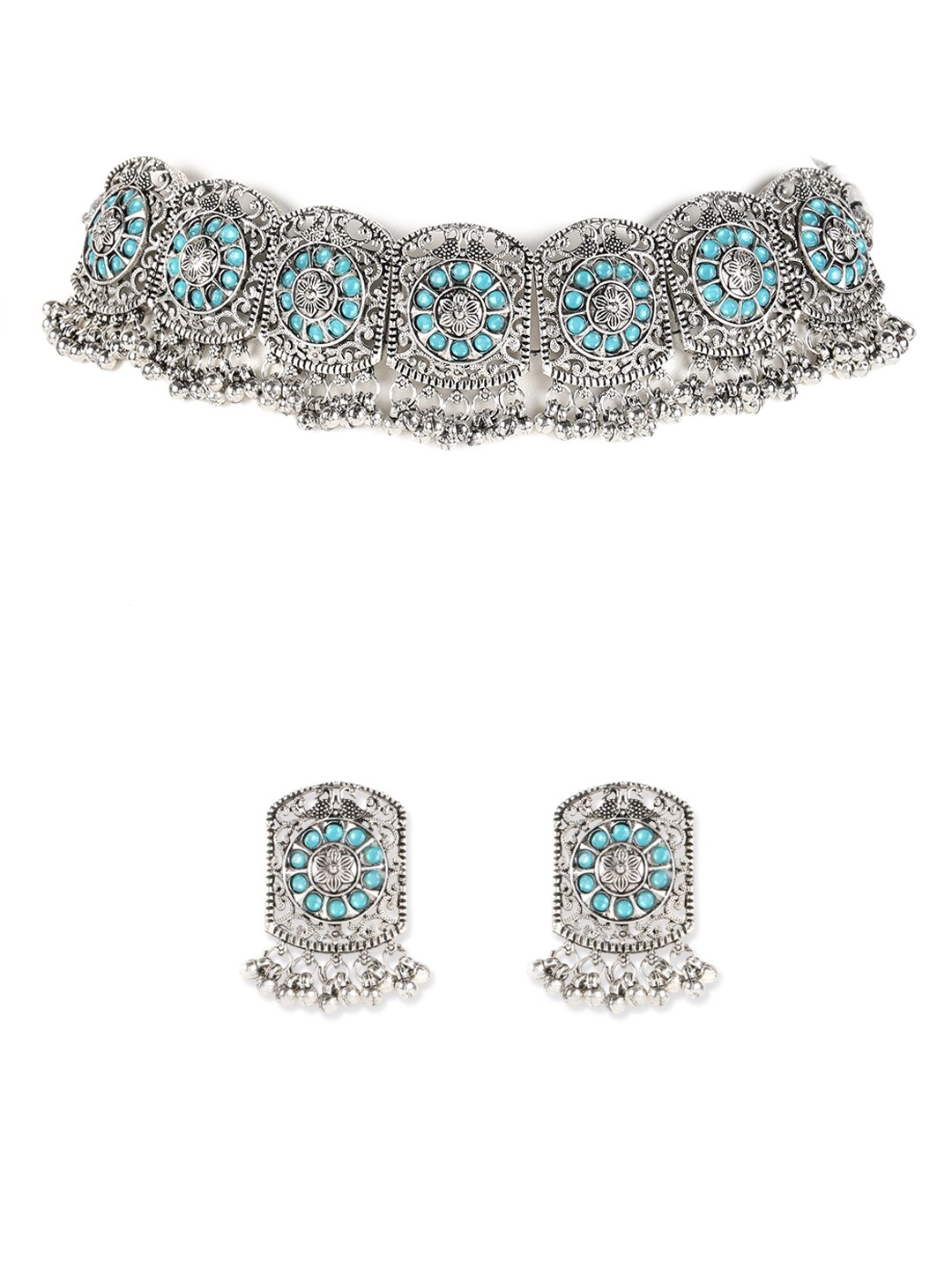 

Jazz and Sizzle Silver-Plated Artificial Stones Jewellery Set, Blue