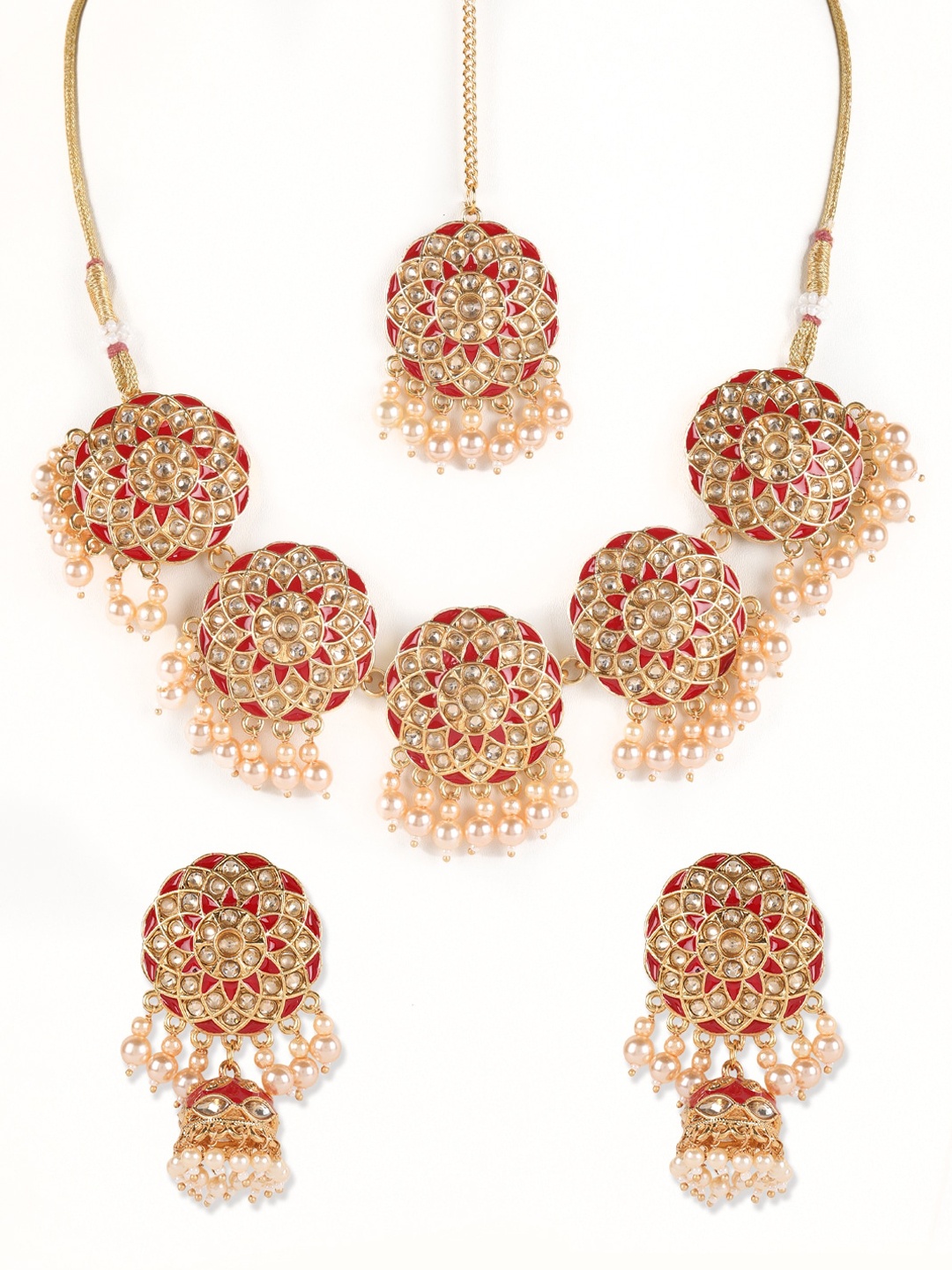 

Jazz and Sizzle Gold-Plated Kundan-Studded & Beaded Jewellery Set, Off white