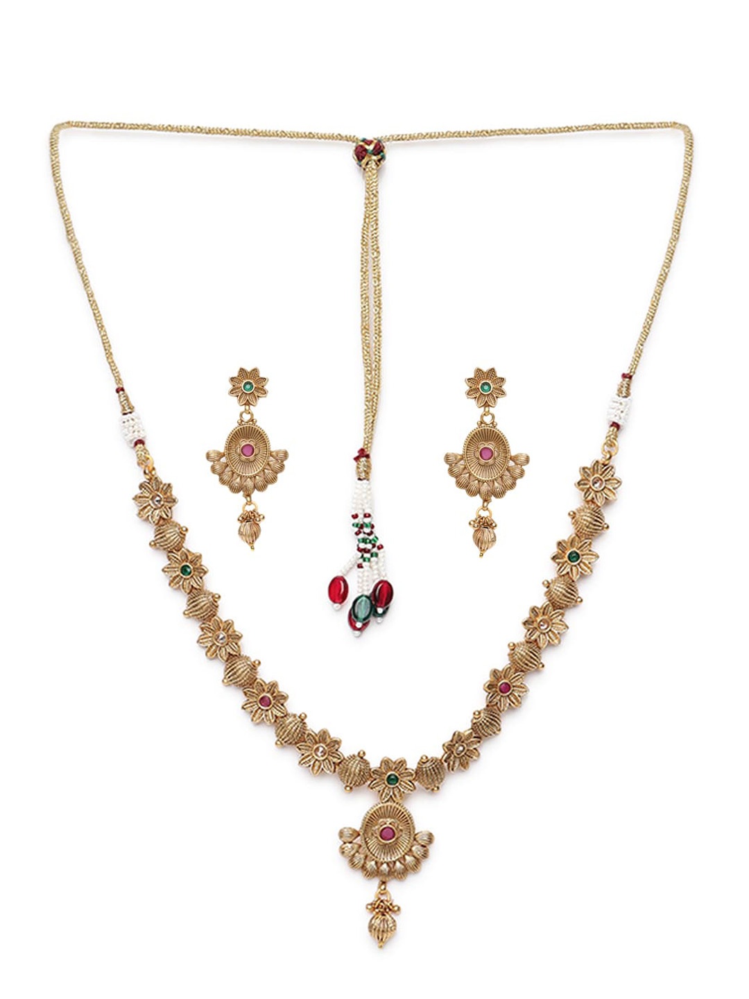 

Jazz and Sizzle Gold-Plated Stone Studded Jewellery Set, Green
