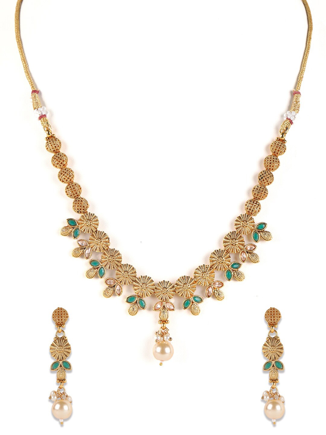 

Jazz and Sizzle Gold-Plated Kundan-Studded & Beaded Jewellery Set