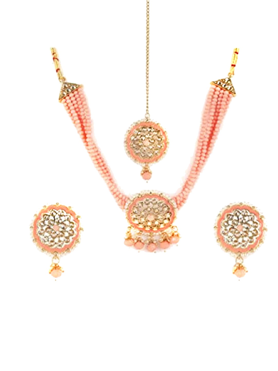 

Jazz and Sizzle Gold-Plated Kundan-Studded & Beaded Jewellery Set With MaangTikka