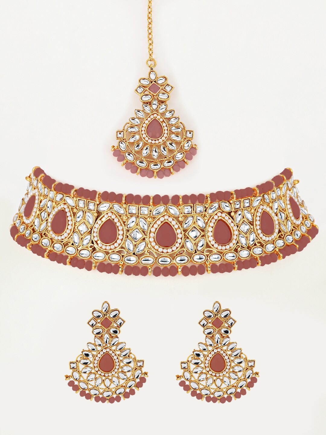 

Jazz and Sizzle Gold-Plated Kundan Studded Alloy Jewellery Set, Maroon