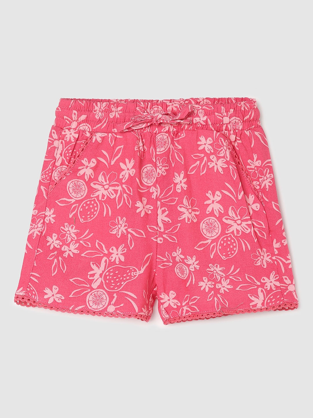 

max Girls Floral Printed Mid Rise Shorts, Pink