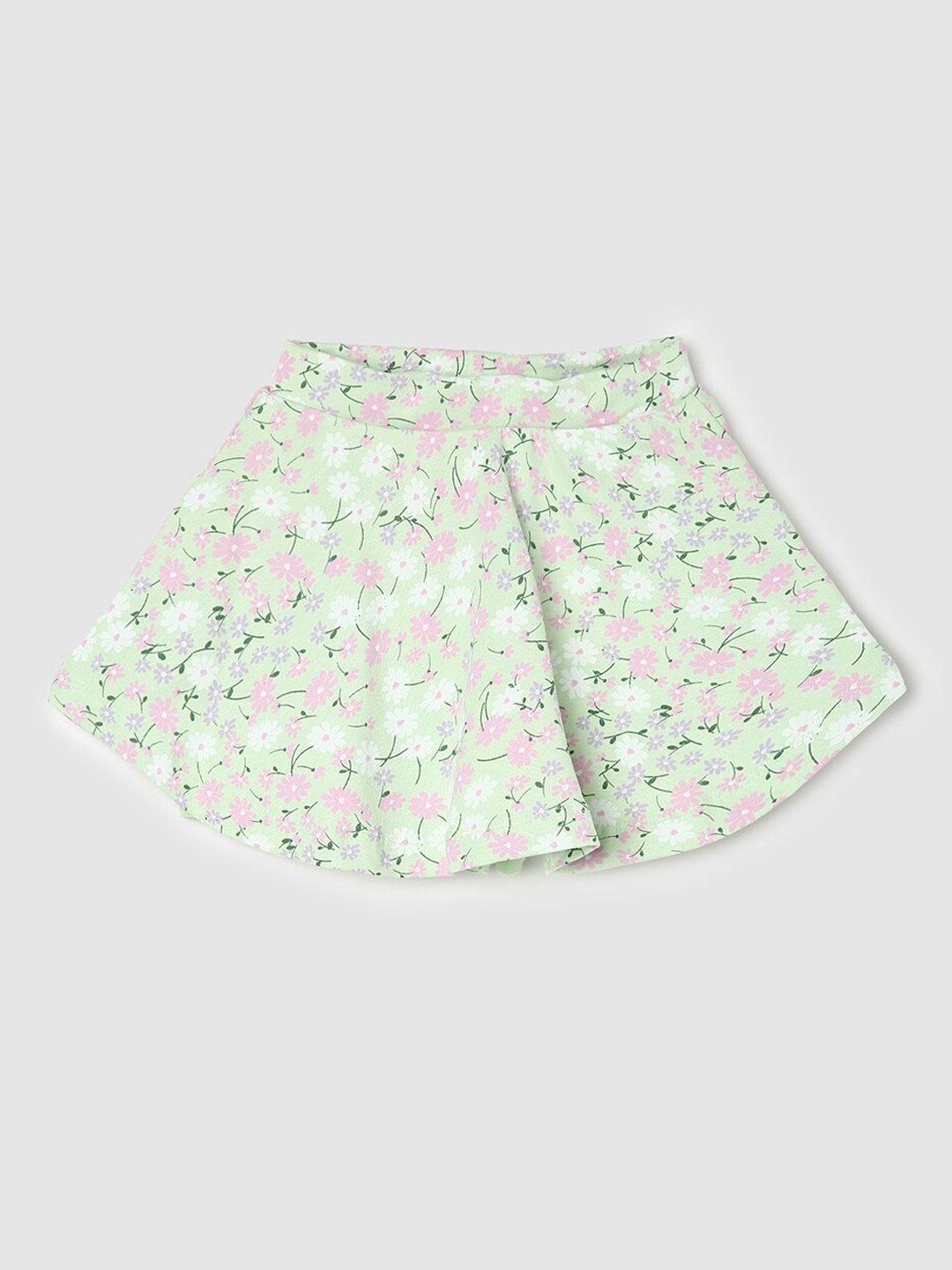 

max Infant Girls Blue Floral Printed Pure Cotton Slip On Shorts, Sea green