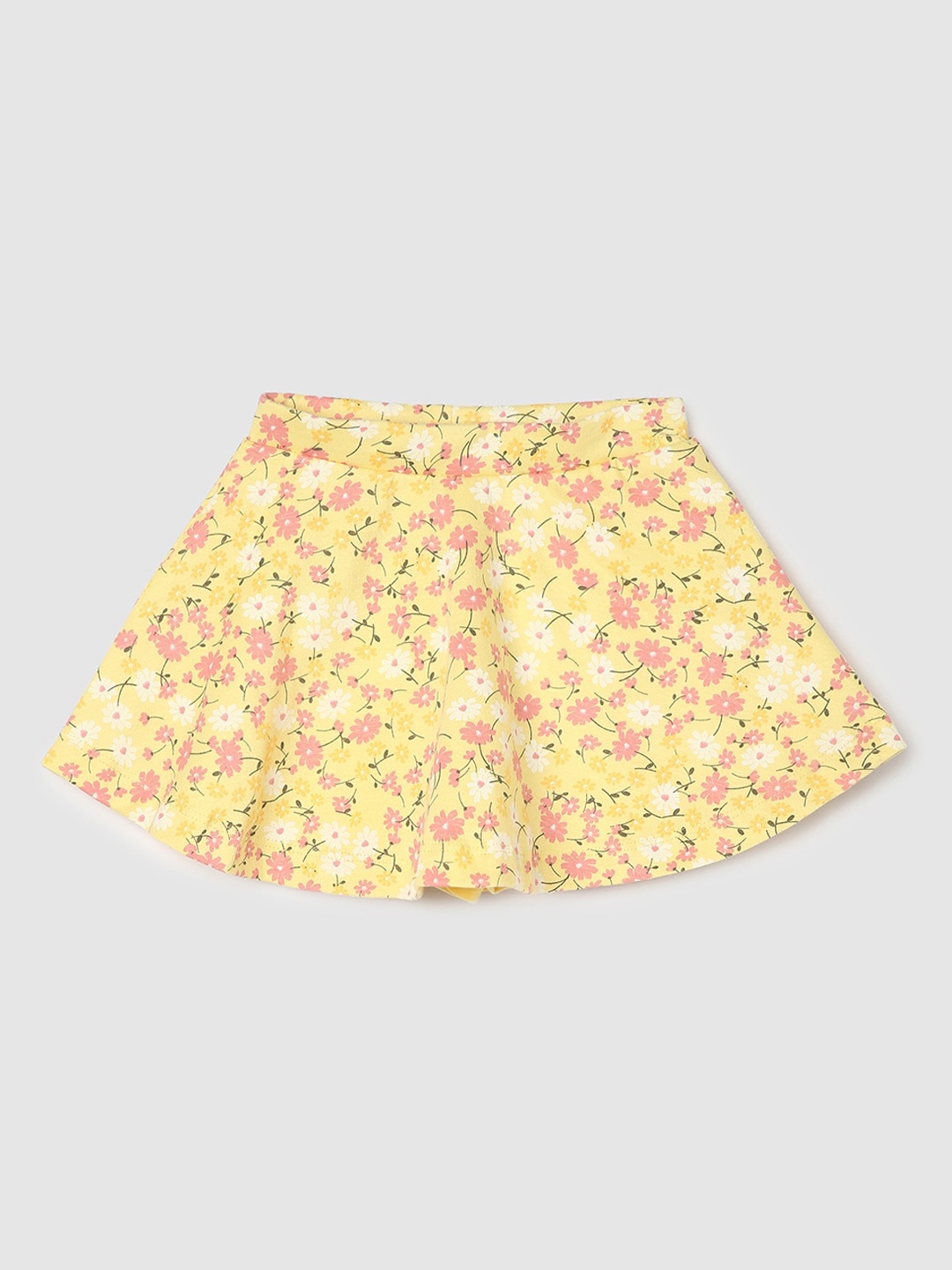 

max Girls Floral Printed Cotton Shorts, Yellow