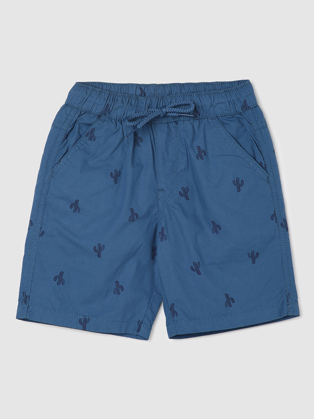 

max Boys Conversational Printed Pure Cotton Mid-Rise Shorts, Blue