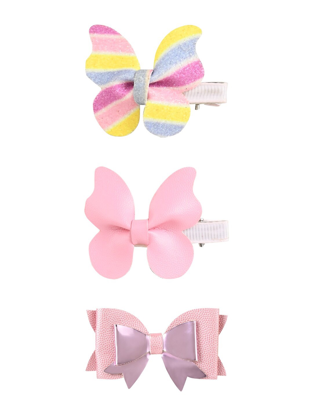 

Aye Candy Girls 3Pcs Embellished bows and buterflies Alligator Hair Clip, Pink