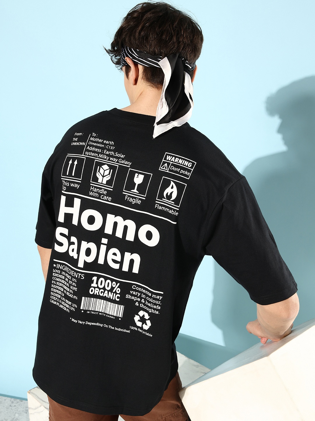 

Difference of Opinion Men Graphic Printed Oversize T-shirt, Black