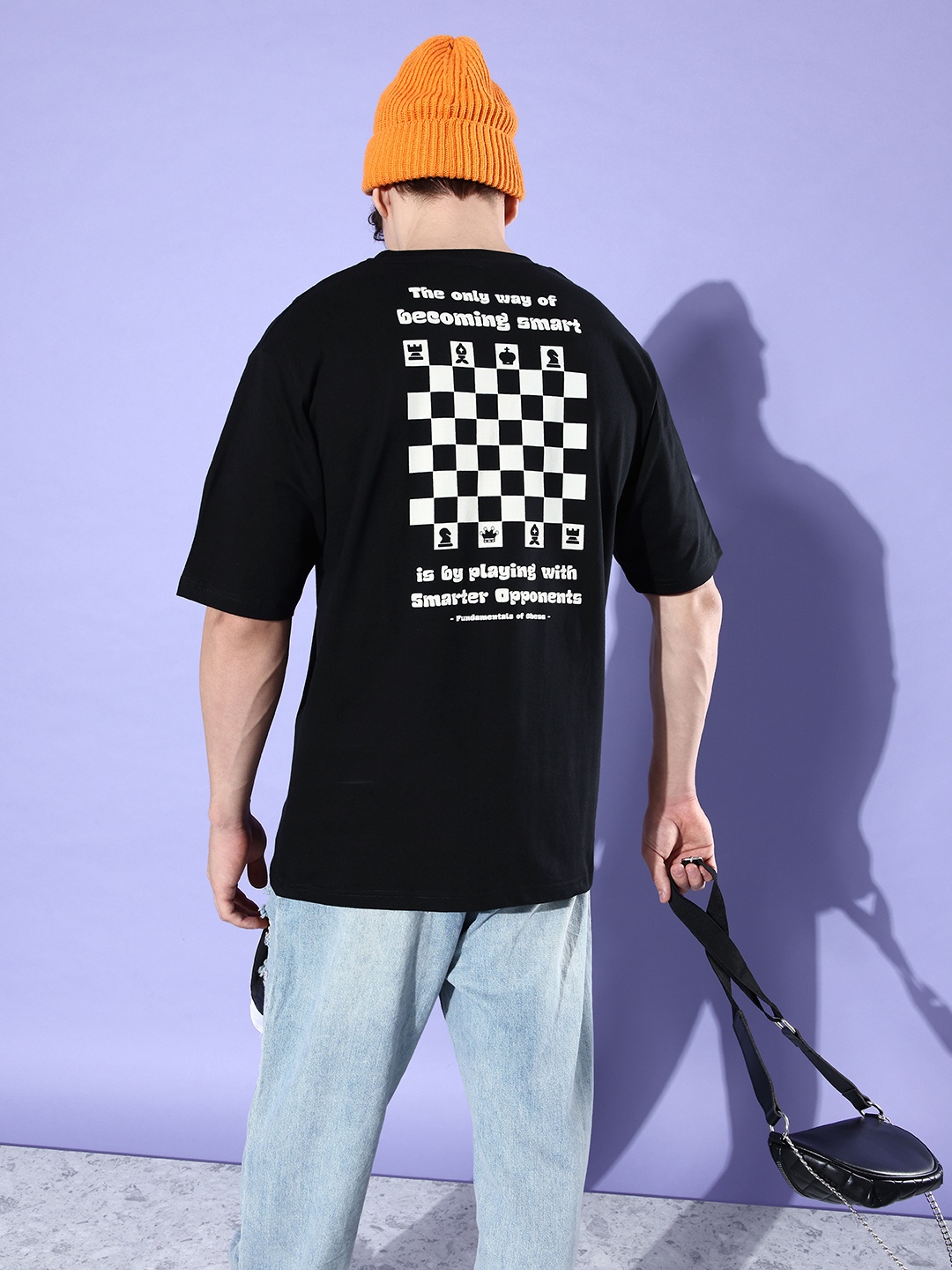 

Difference of Opinion Pure Cotton Printed Oversized T-shirt, Navy blue