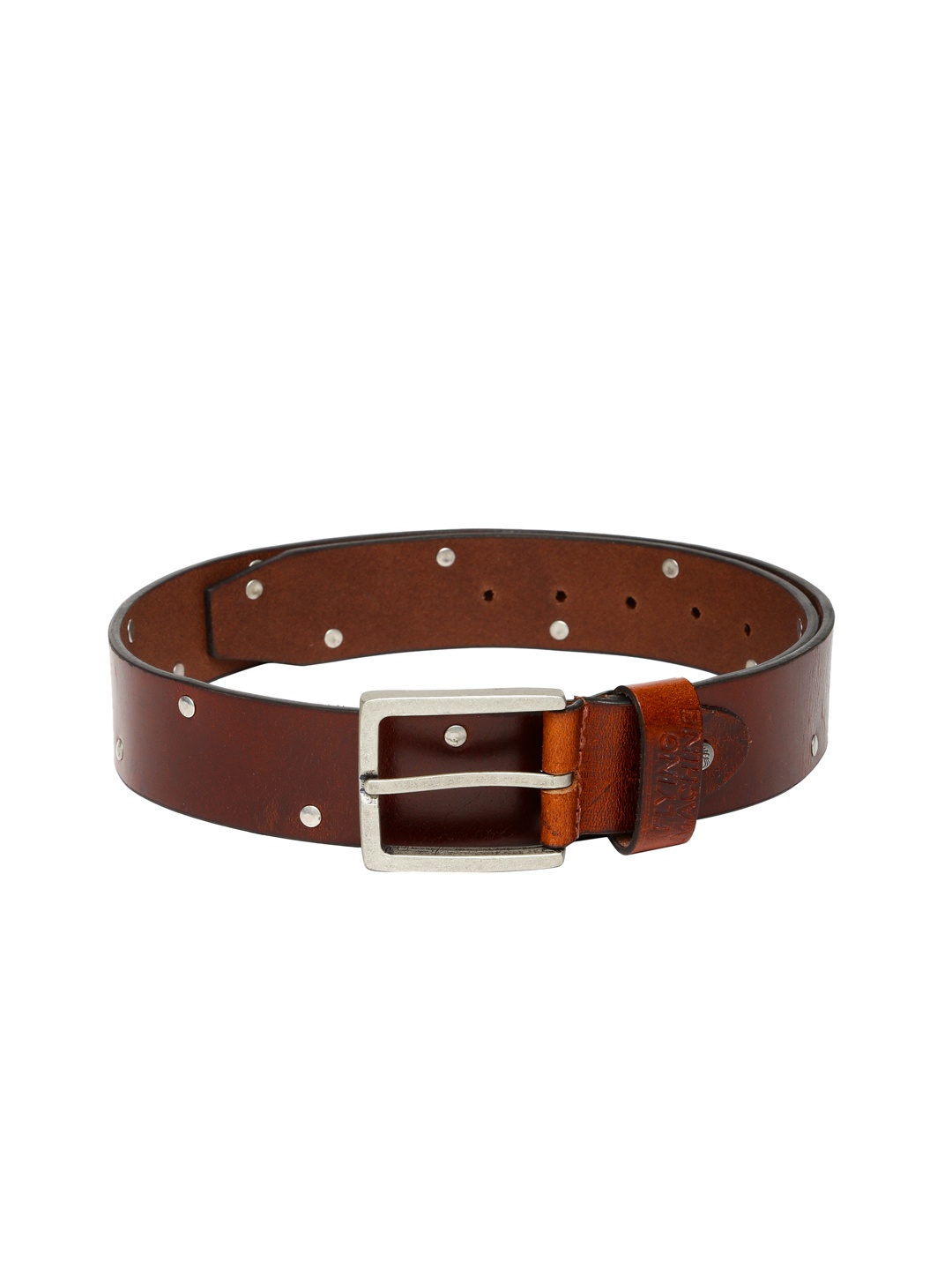 

Flying Machine Men Brown Leather Belt with Metallic Studs