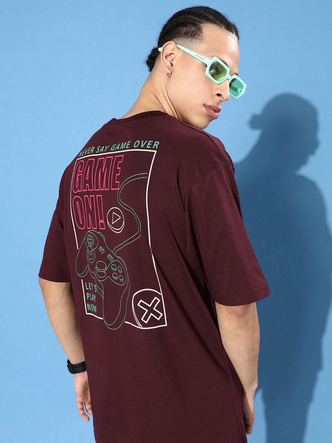

Difference of Opinion Printed Cotton Oversized T-shirt, Maroon