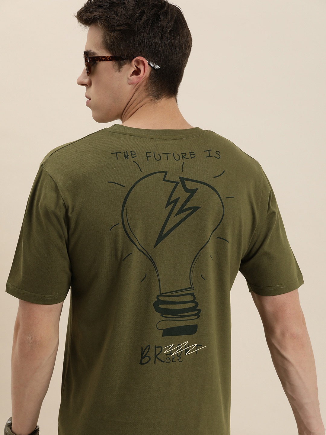 

Difference of Opinion Printed Pure Cotton Oversized T-shirt, Olive