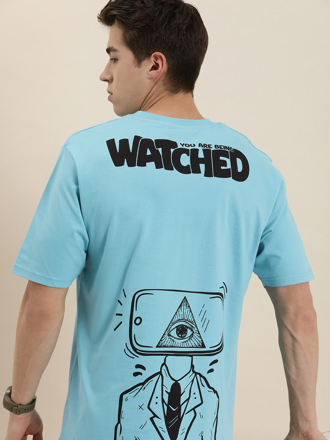 

Difference of Opinion Printed Cotton Oversize T-shirt, Turquoise blue