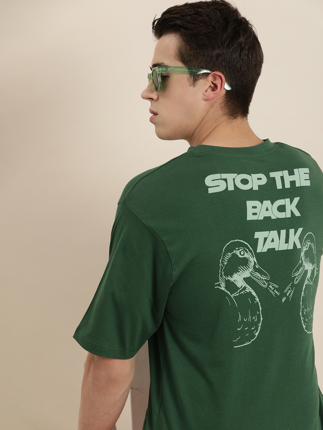 

Difference of Opinion Printed Cotton Oversized T-shirt, Green