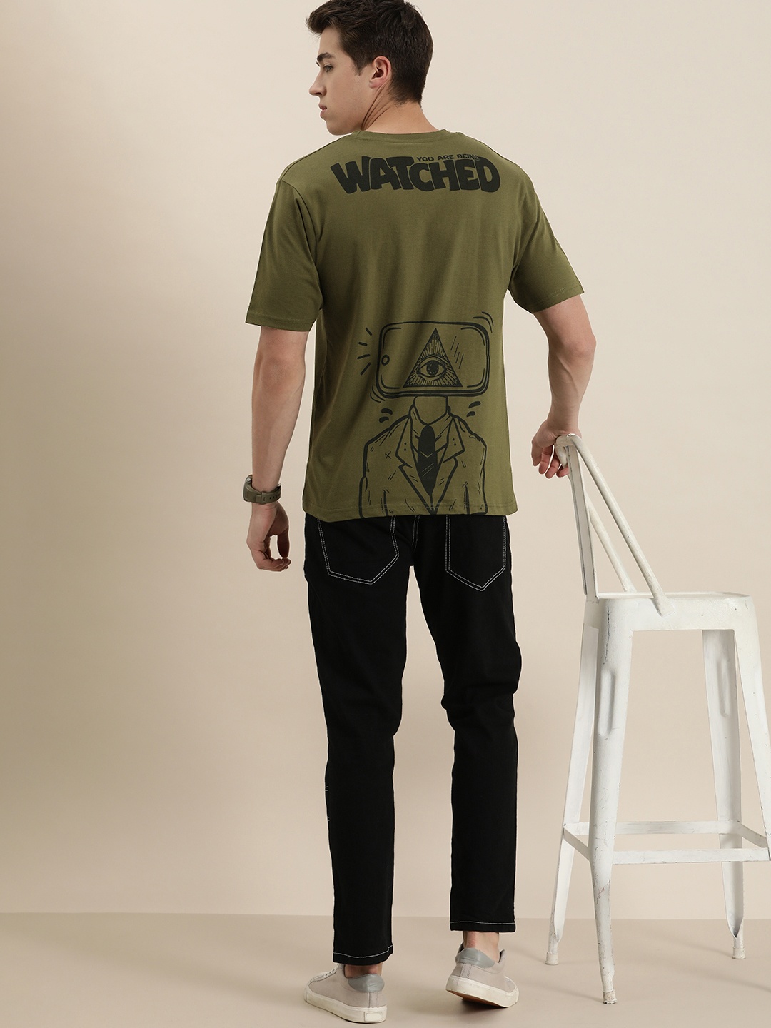 

Difference of Opinion Printed Cotton Oversized T-shirt, Olive