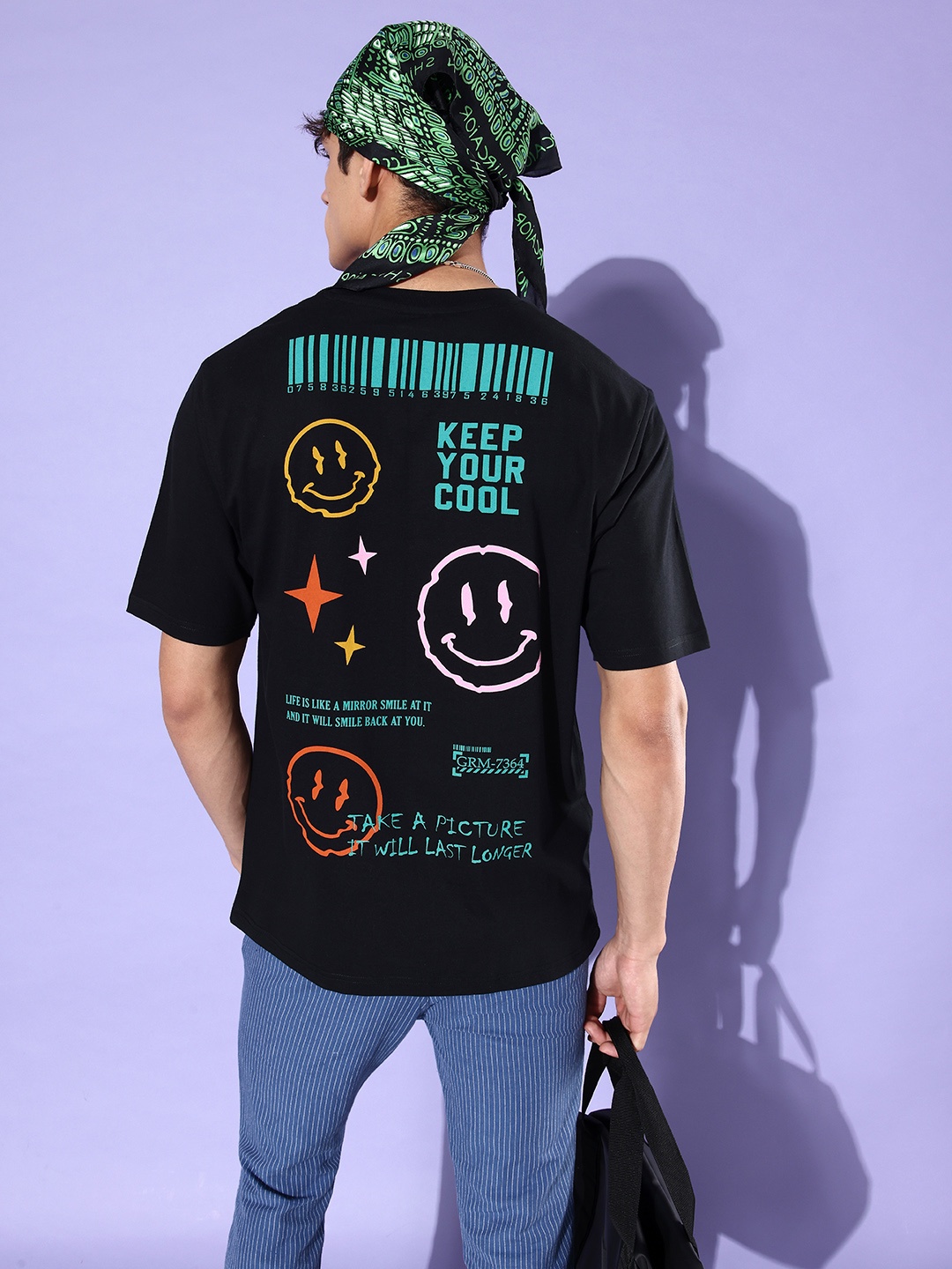 

Difference of Opinion Printed Cotton Oversized T-shirt, Black
