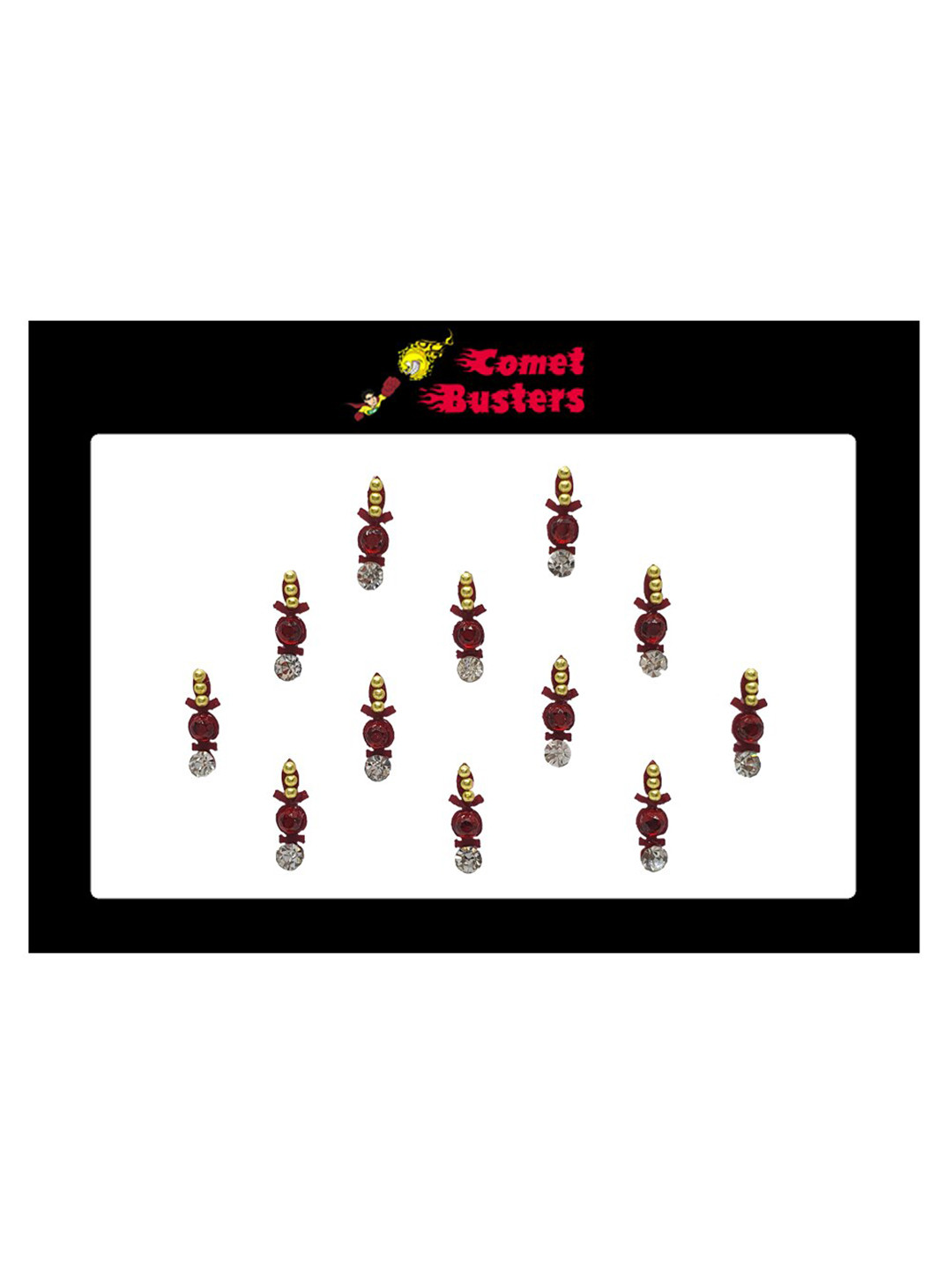 

Comet Busters Maroon Embellished Handcrafted Beautiful Traditional Designer Bindis-12 Pcs