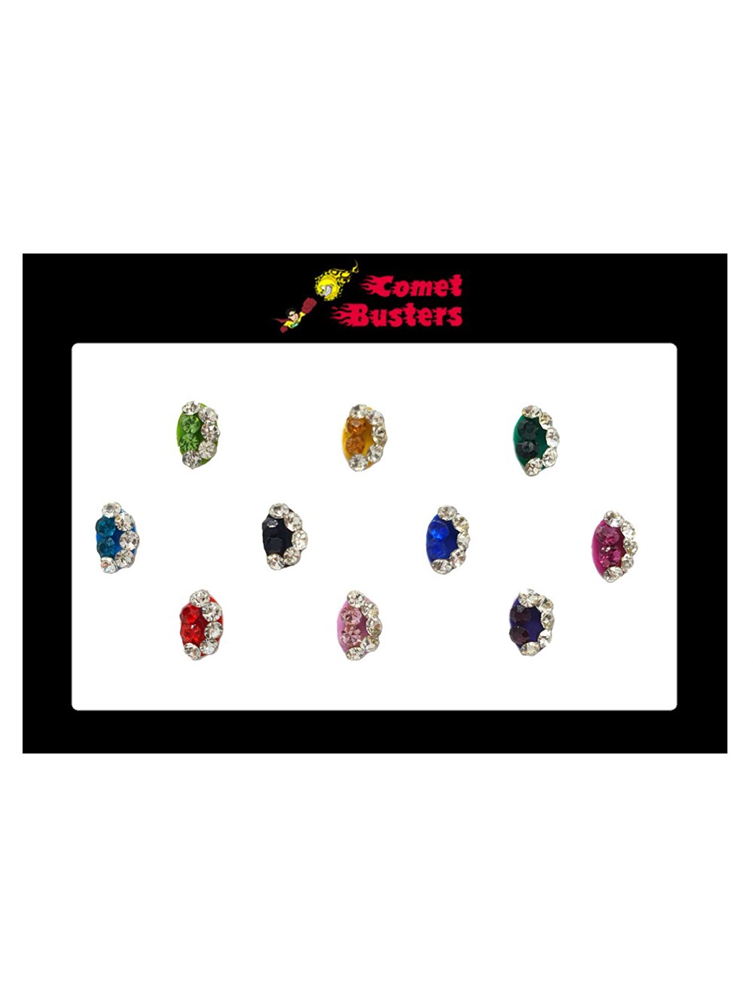 

Comet Busters Multicoloured Embellished Handcrafted Beautiful Traditional Bindis - 10 Pcs, Multi