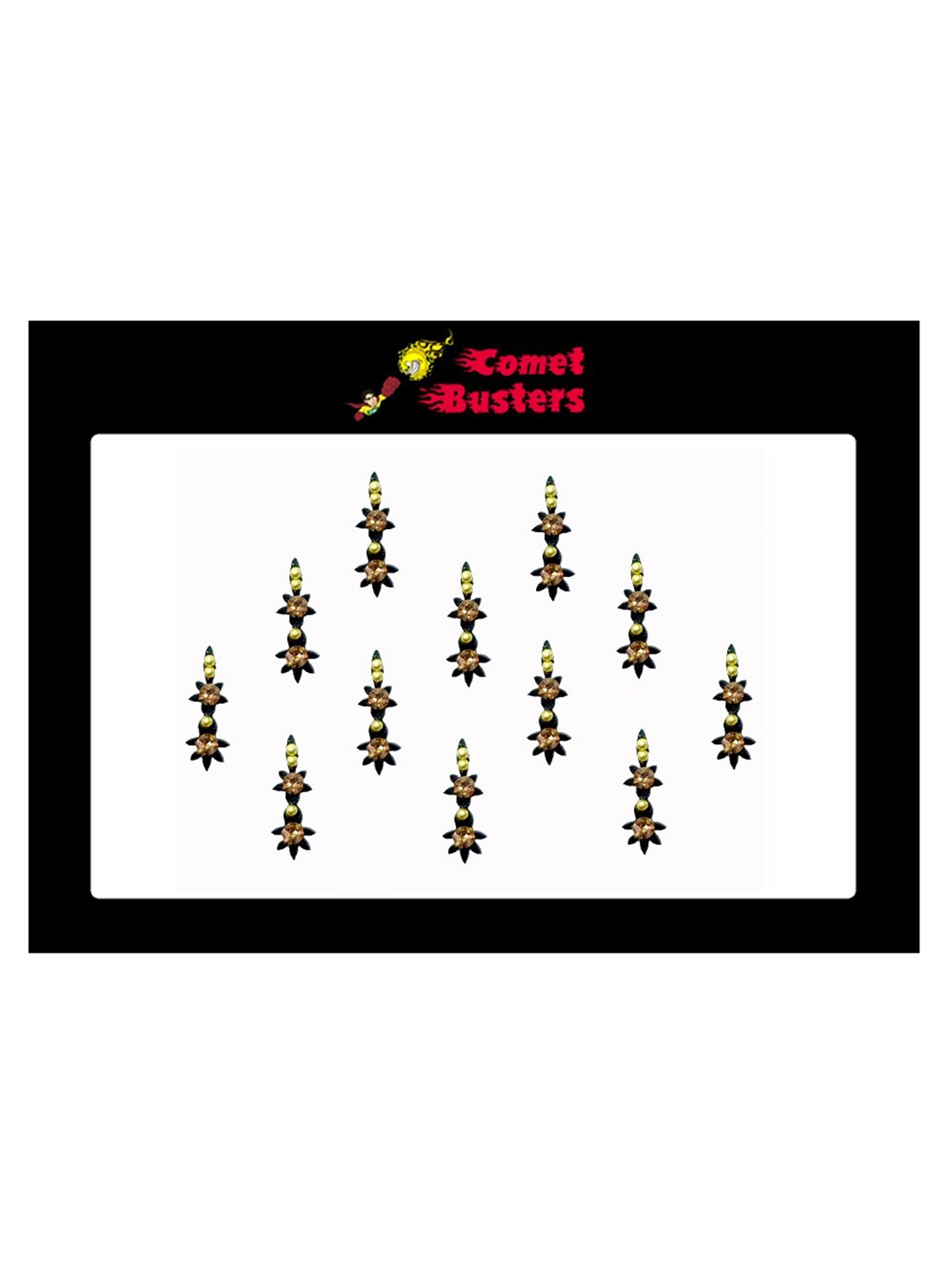 

Comet Busters Black Embellished Handcrafted Beautiful Traditional Designer Bindis-12 Pcs