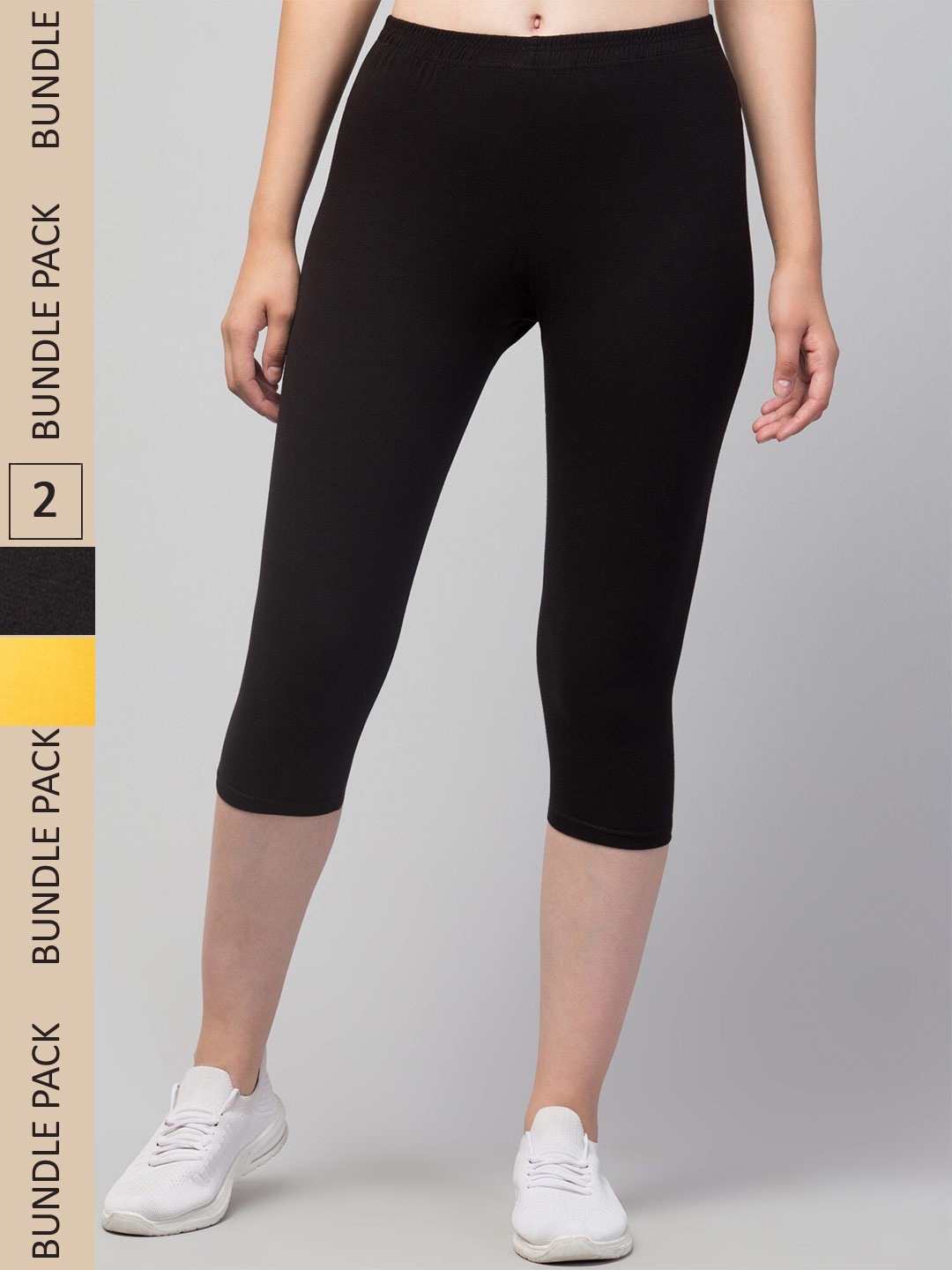 

Apraa & Parma Women Pack of 2 Skinny Fit Capris, Yellow