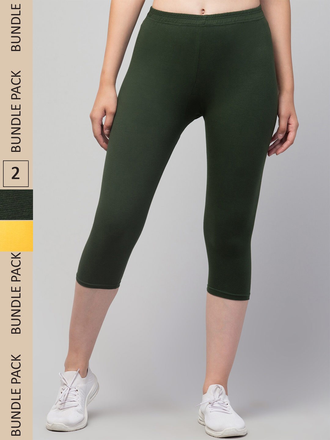 

Apraa & Parma Women Pack of 2 Skinny Fit Capris, Yellow