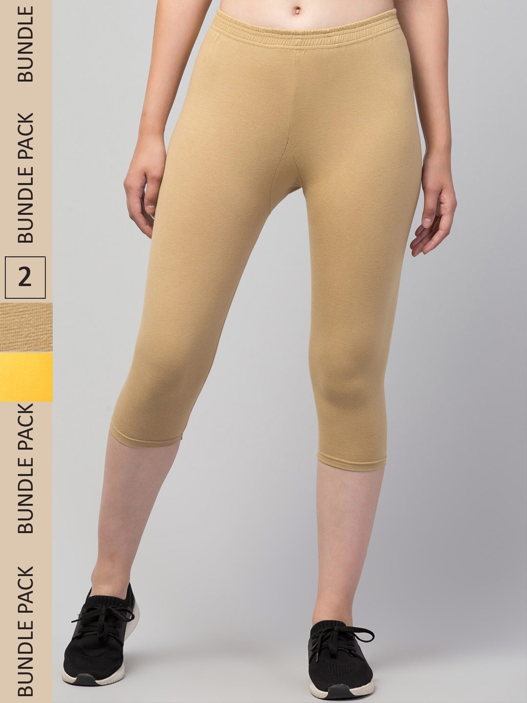 

Apraa & Parma Women Pack of 2 Skinny Fit Capris, Yellow
