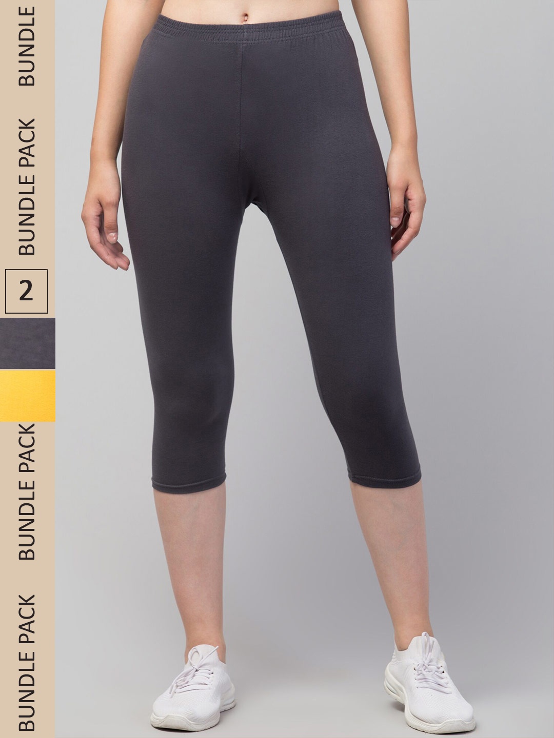 

Apraa & Parma Women Pack of 2 Skinny Fit Capris, Yellow