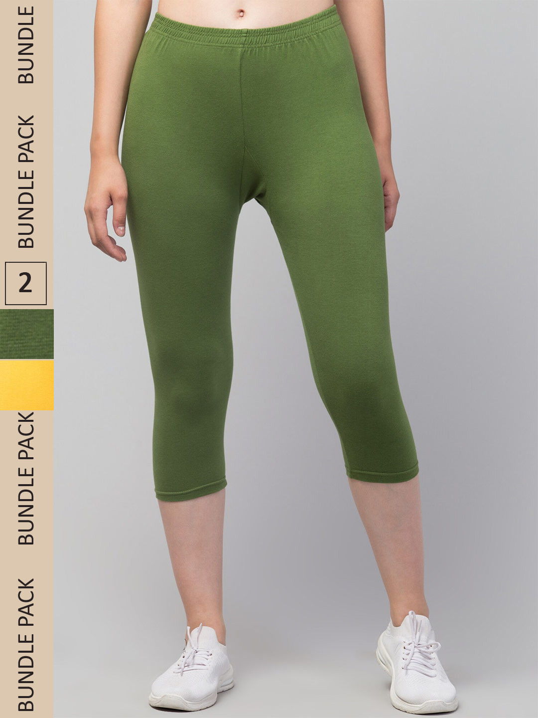 

Apraa & Parma Women Pack of 2 Skinny Fit Capris, Yellow