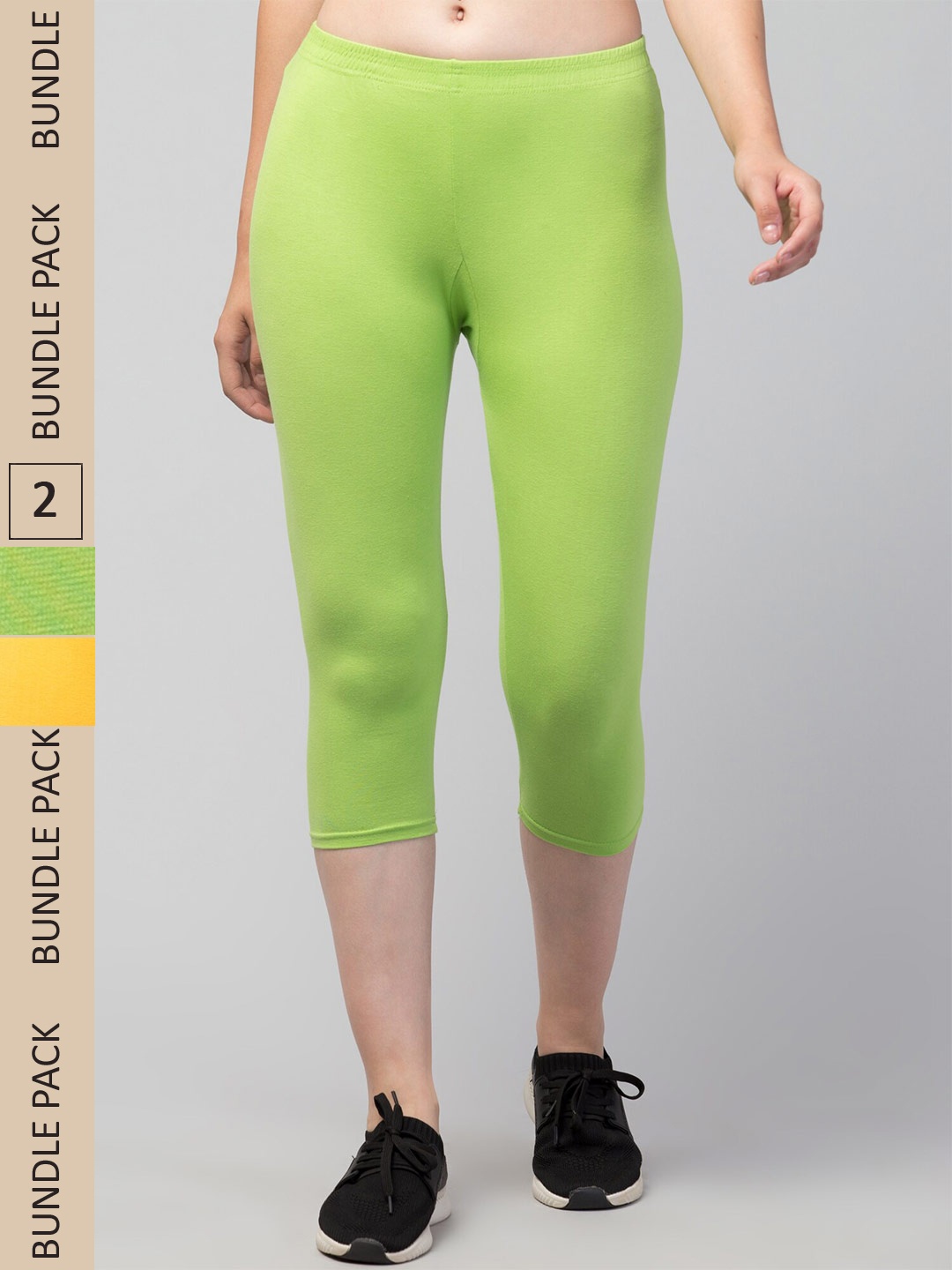 

Apraa & Parma Women Pack of 2 Skinny Fit Capris, Yellow