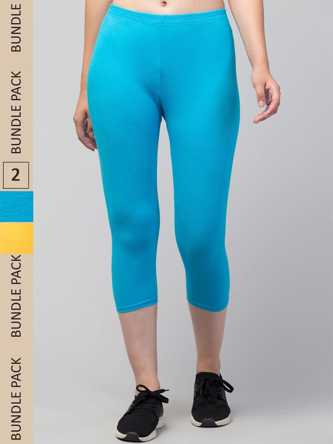 

Apraa & Parma Women Yellow & Blue Skinny Fit Capris