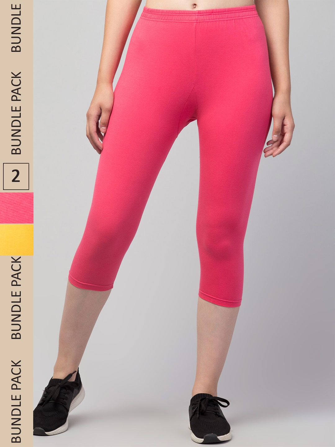 

Apraa & Parma Women Yellow & Pink Skinny Fit Capris