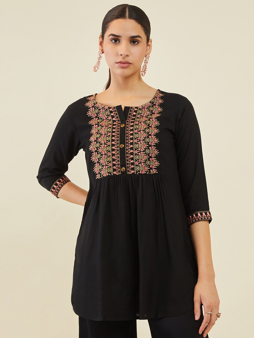 

Soch Floral Embroidered Tunic, Black