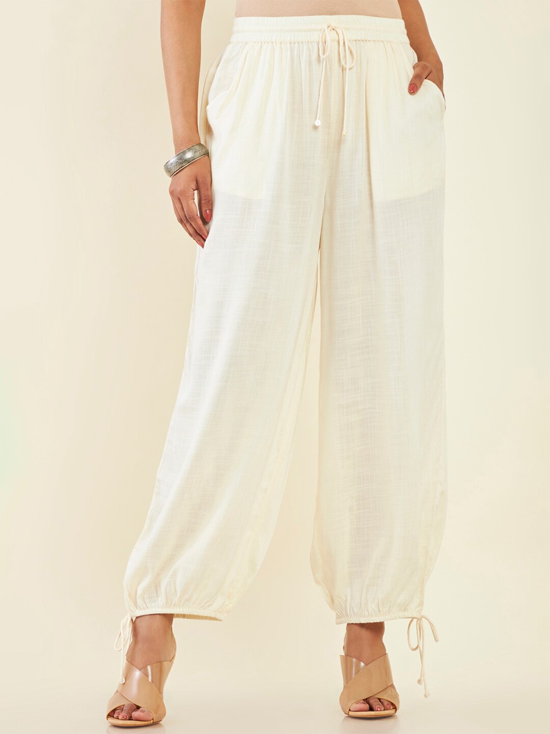 

Soch Women Knitted Palazzos, Off white