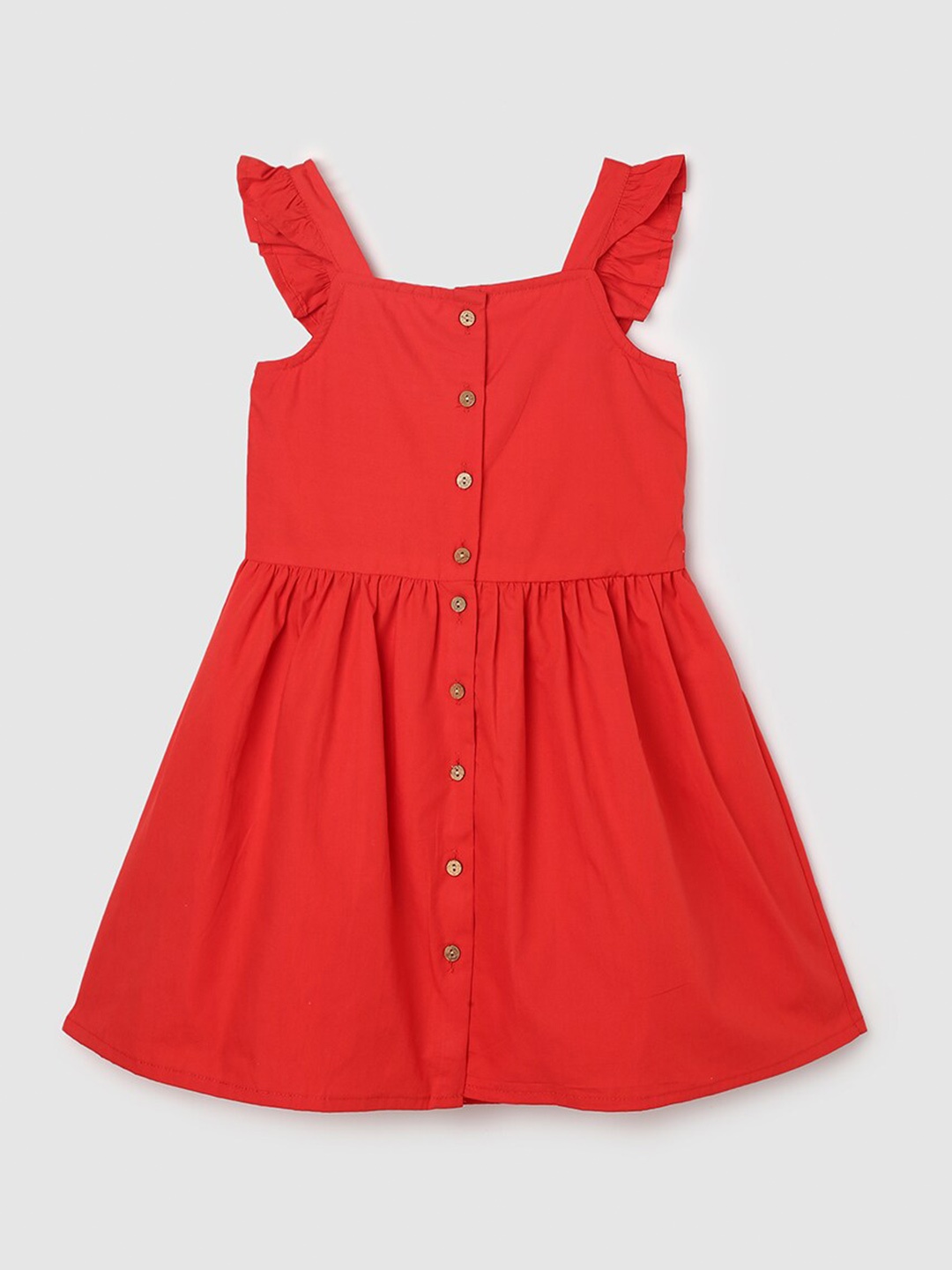 

max Girls Sleeveless Pure Cotton Fit & Flare Dress, Red
