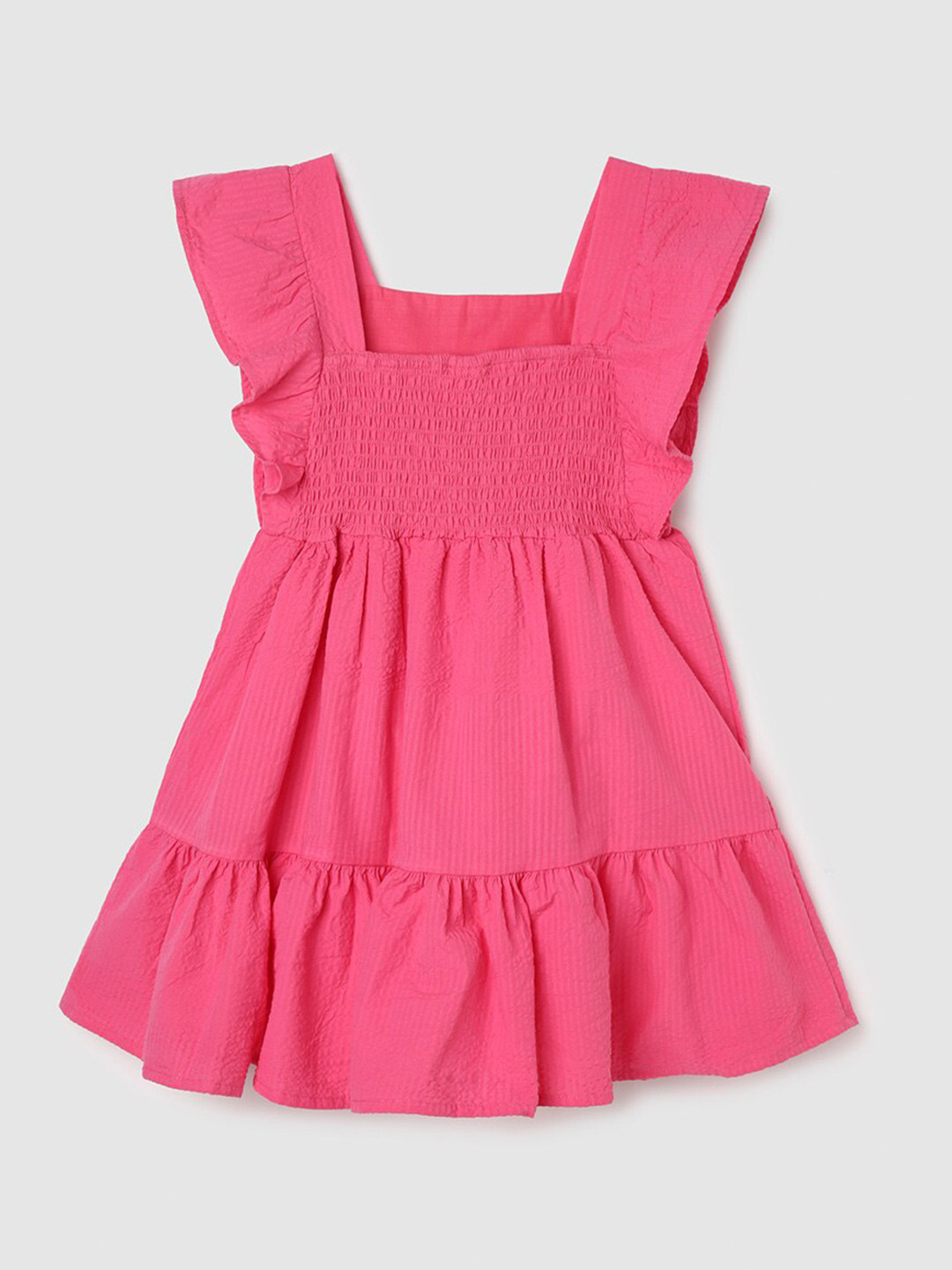

max Girls Flutter Sleeves Pure Cotton Fit & Flare Mini Dress, Pink