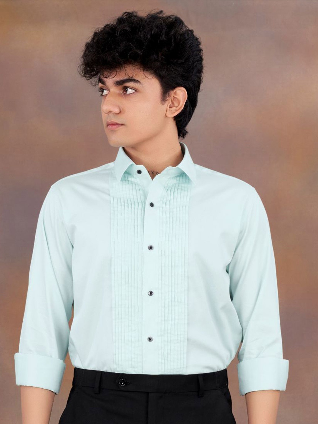 

FRENCH CROWN Standard Opaque Formal Cotton Shirt, Green