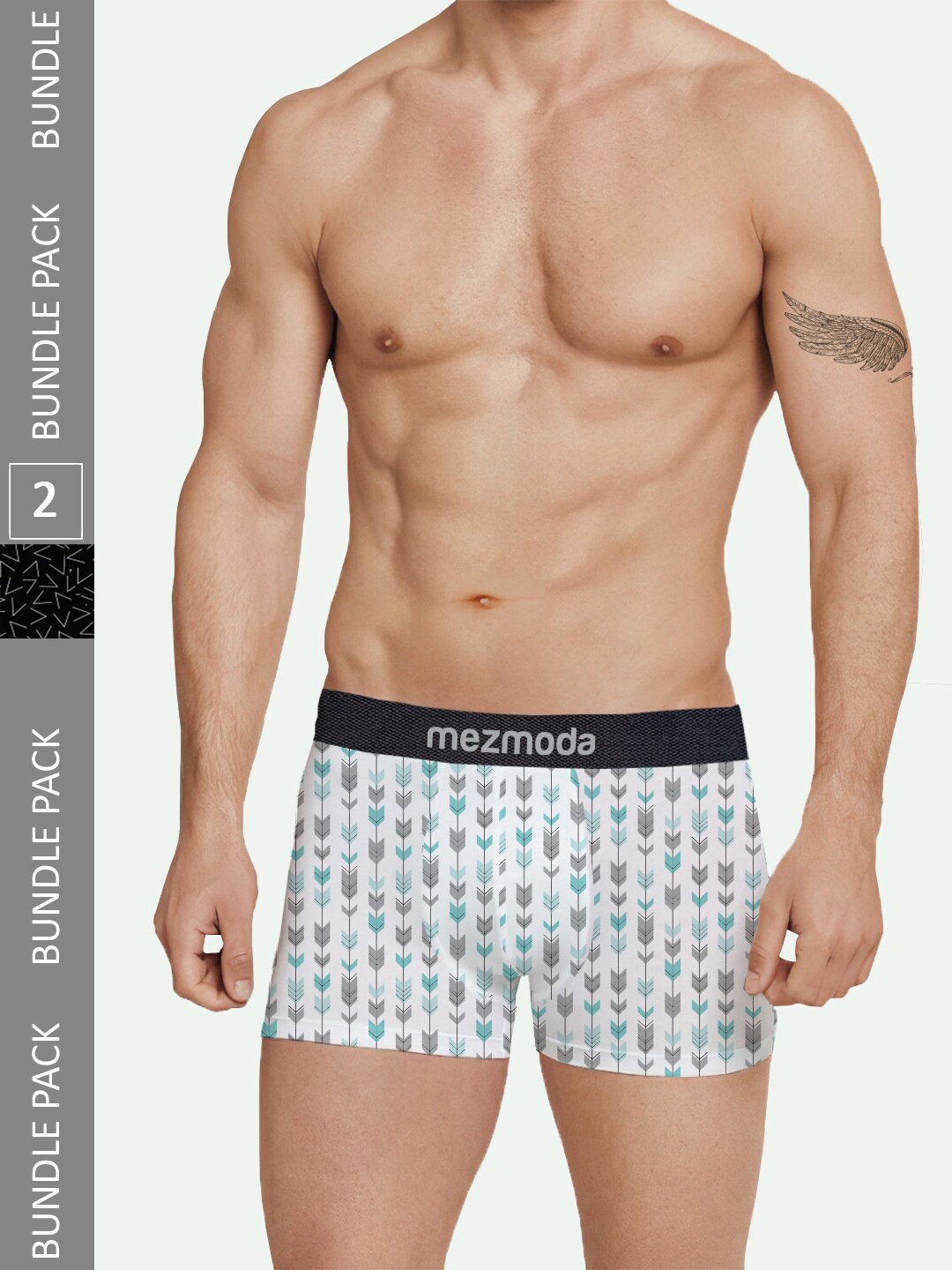 

mezmoda Men Pack Of 2 Printed Ultra Soft Boyshorts Briefs, White