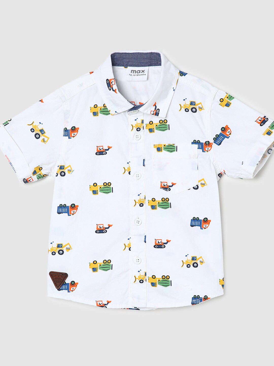 

max Boys Conversational Printed Pure Cotton Shirt, White