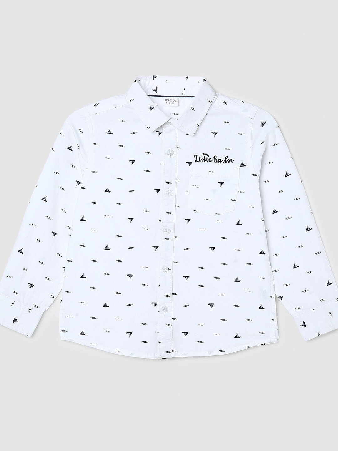 

max Boys Printed Cotton Casual Shirt, White