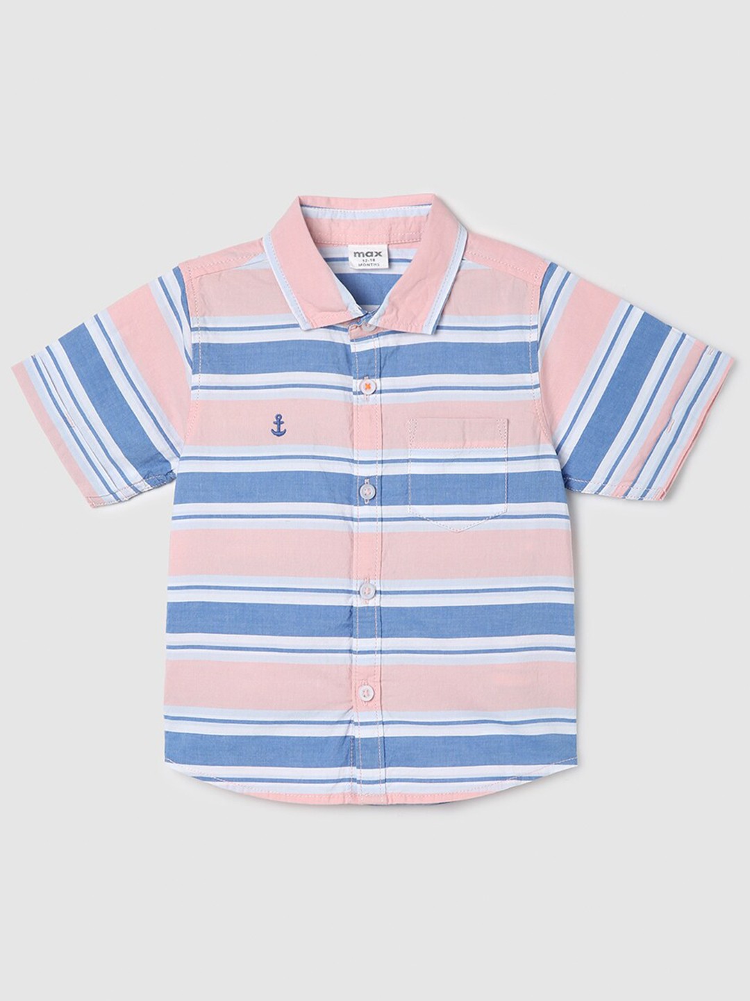 

max Boys Striped Pure Cotton Casual Shirt, Pink
