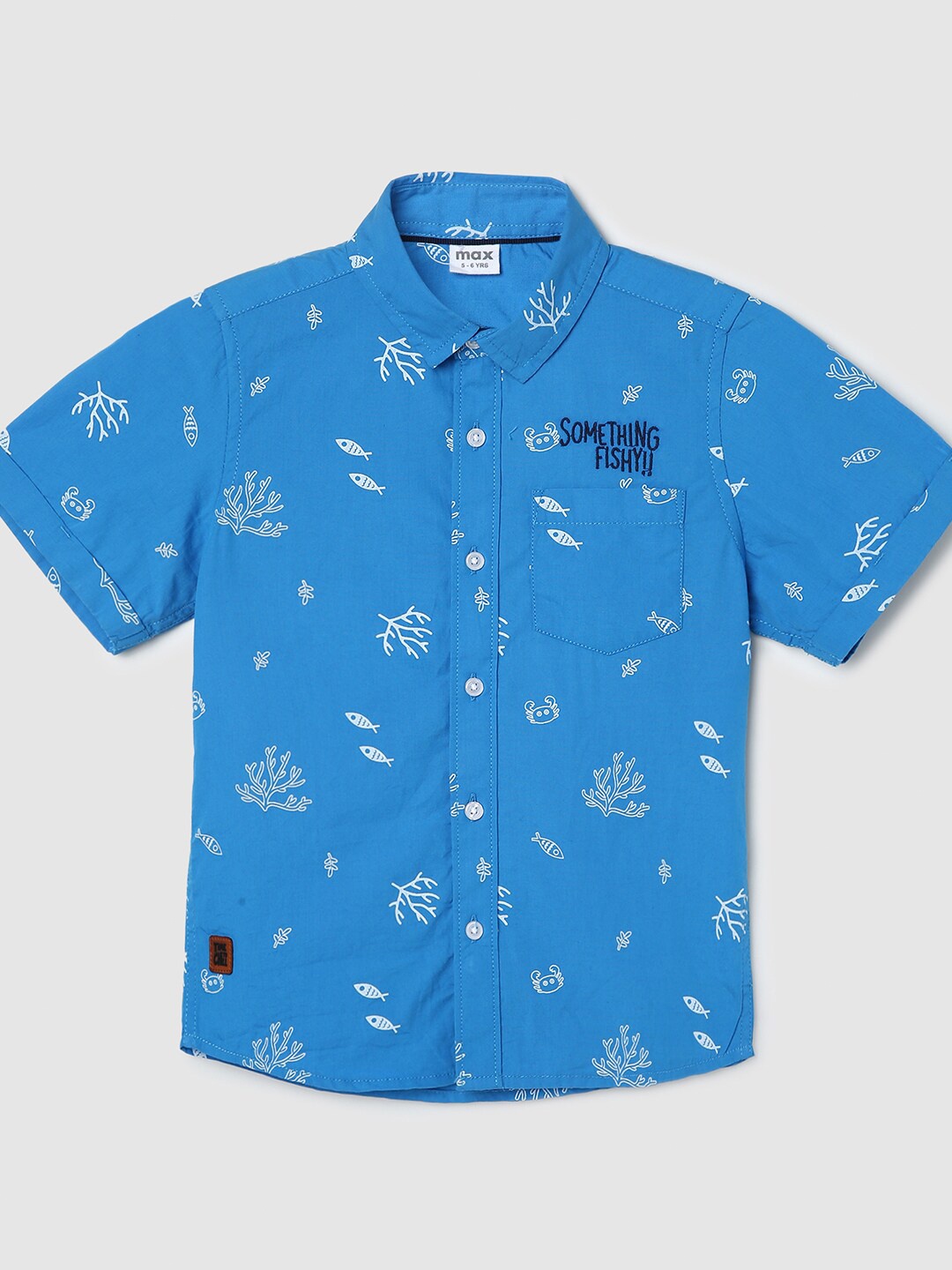 

max Boys Conversational Printed Pure Cotton Casual Shirt, Blue