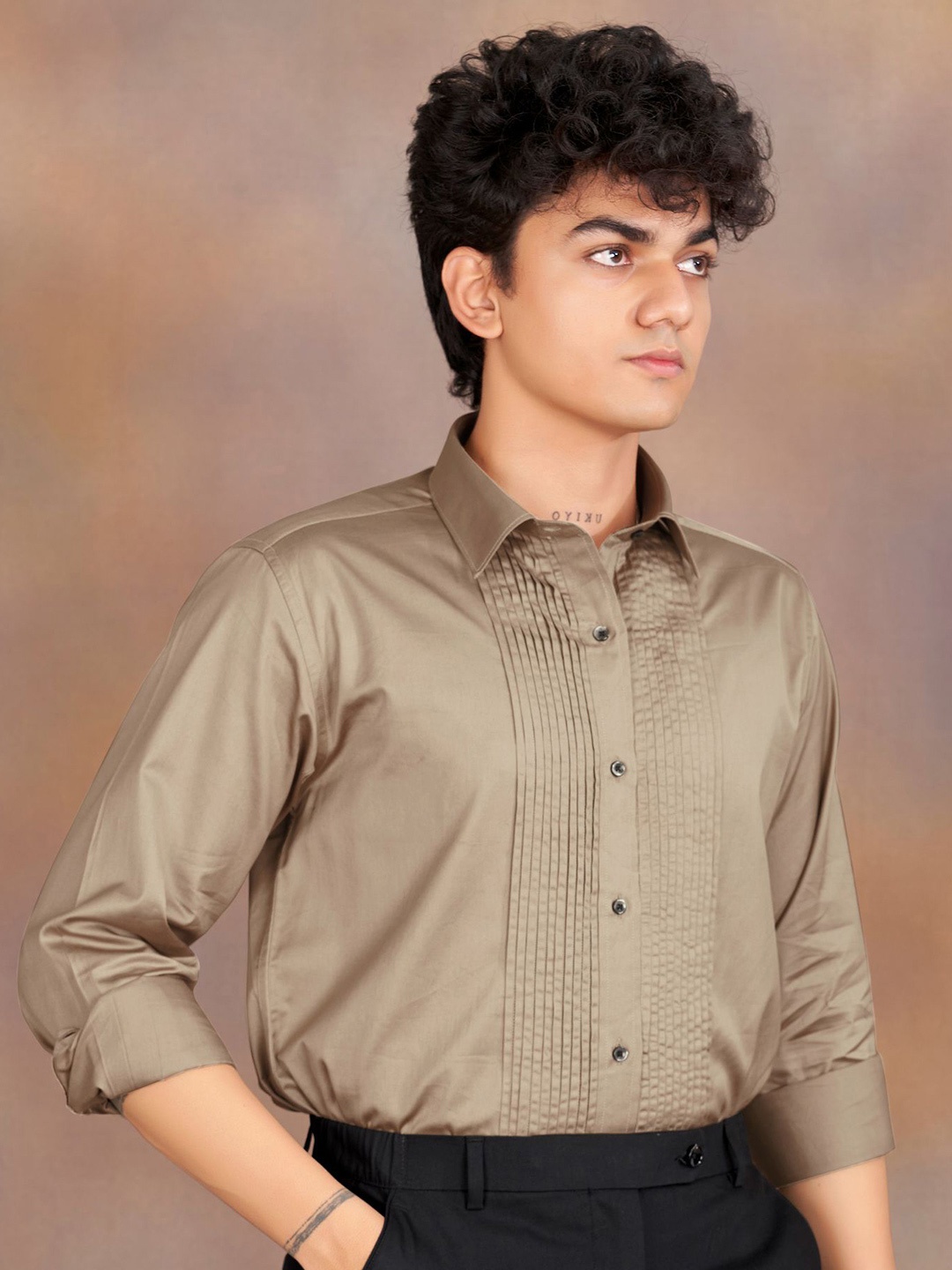 

FRENCH CROWN Men Standard Formal Cottons Shirt, Brown