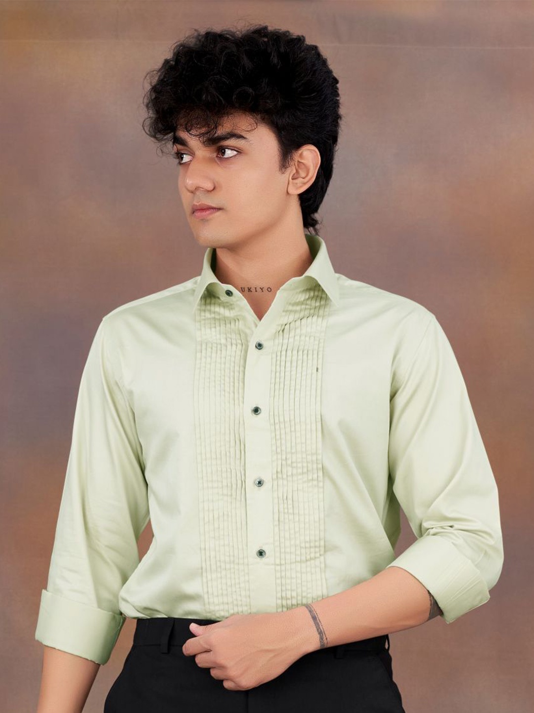 

FRENCH CROWN Men Standard Casual Cotton Shirt, Green