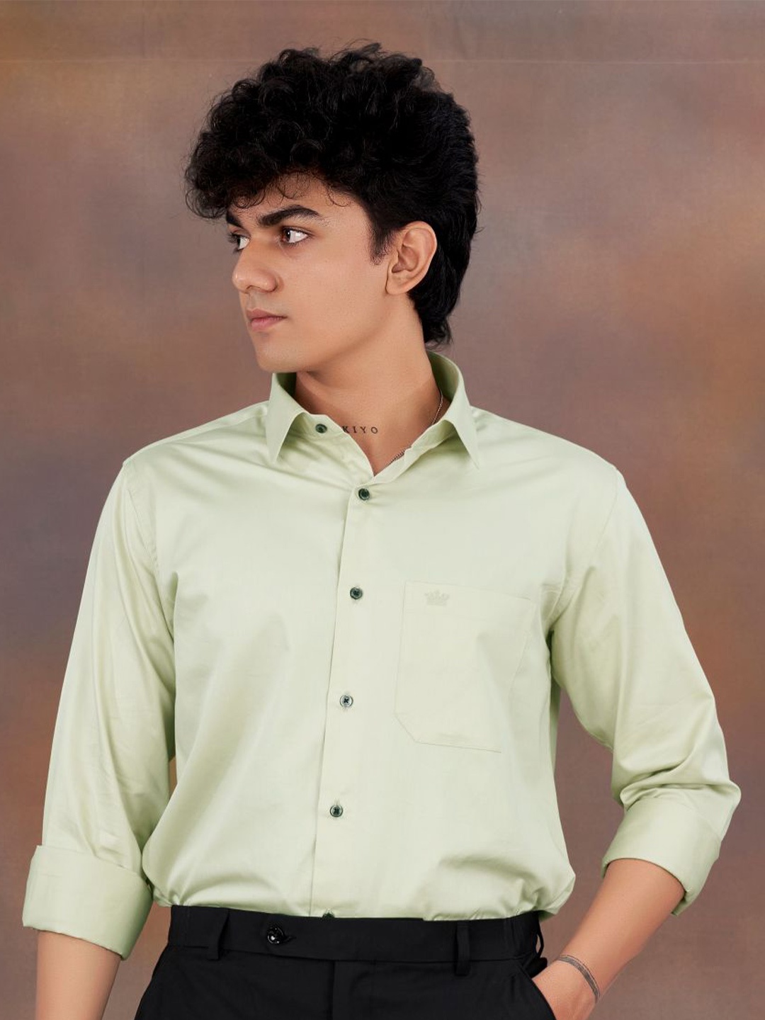 

FRENCH CROWN Men Standard Casual Cotton Shirt, Green