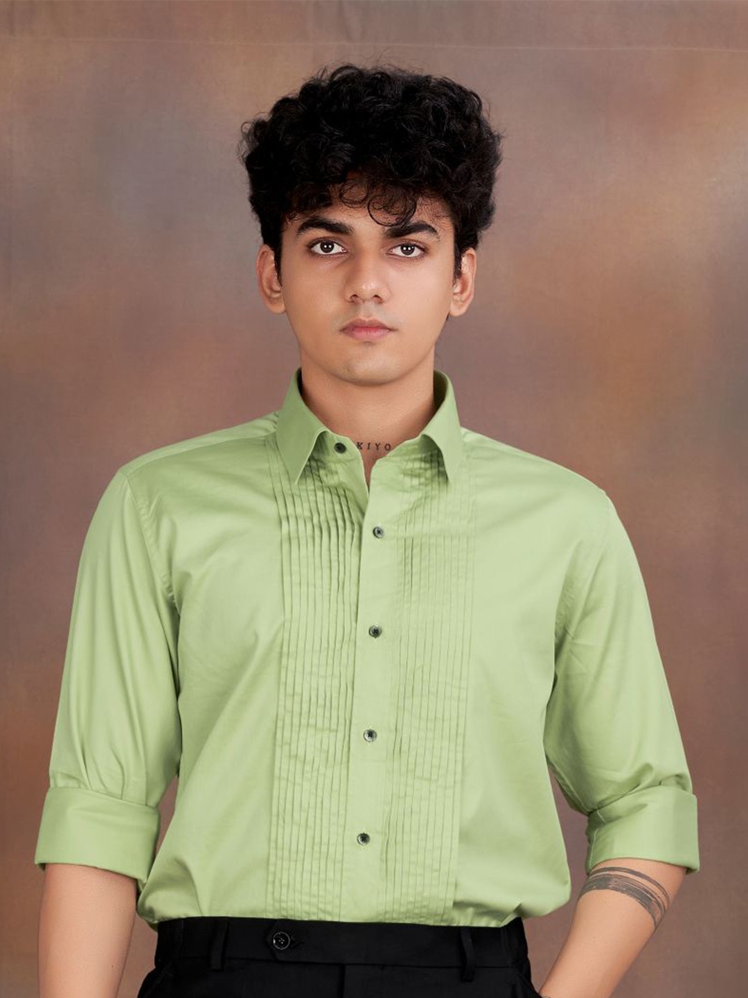 

FRENCH CROWN Men Standard Casual Cotton Shirt, Green