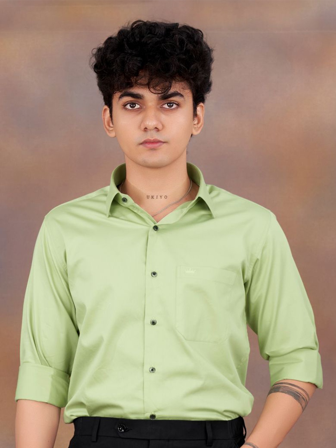 

FRENCH CROWN Men Standard Casual Cotton Shirt, Green