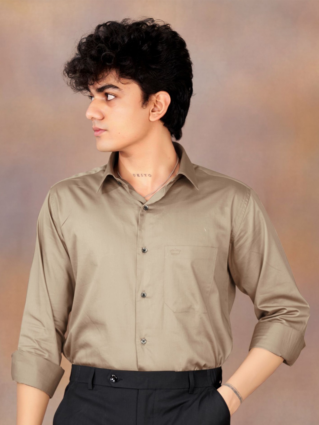 

FRENCH CROWN Men Standard Casual Cotton Shirt, Brown